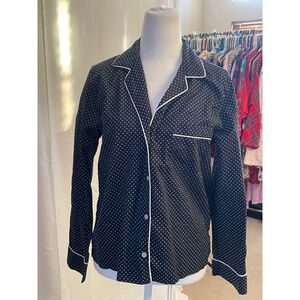 Women's Victoria's Secret Black White Polka Dot Pajama Top XS